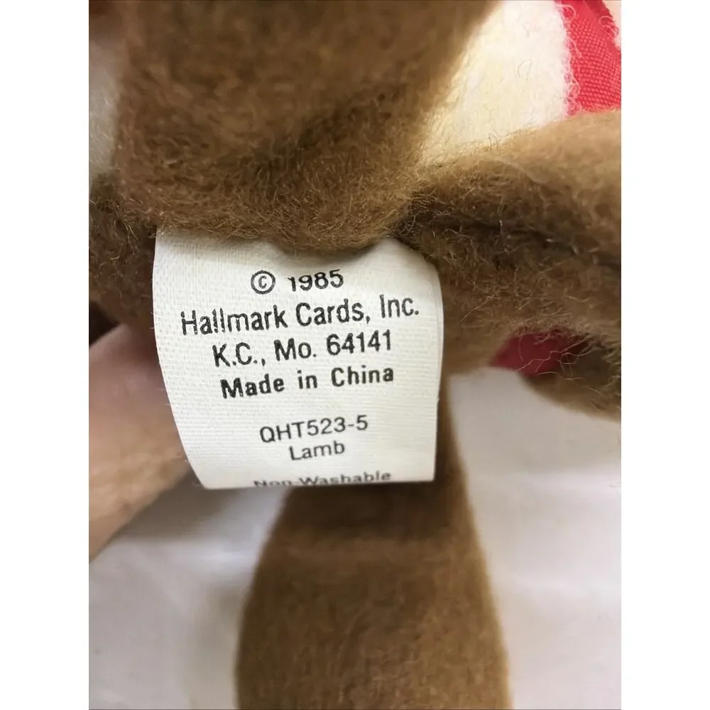 Vintage 1985 Hallmark Lamb Reindeer Plush Christmas Ornament 6inch EUC